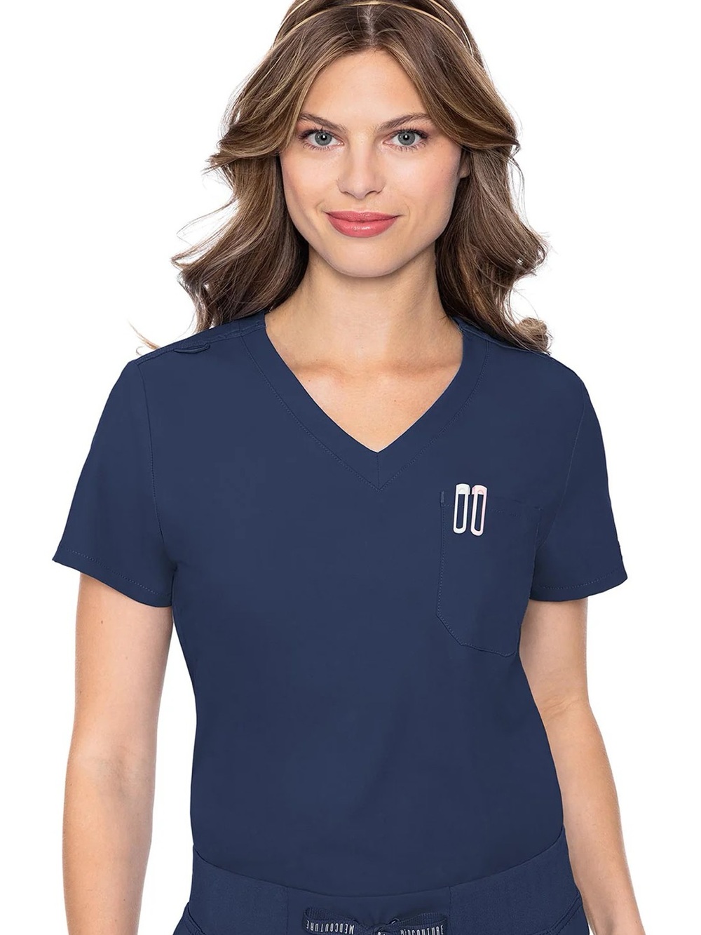 Med Couture Navy Insight Women's One Pocket Tuck-In Top